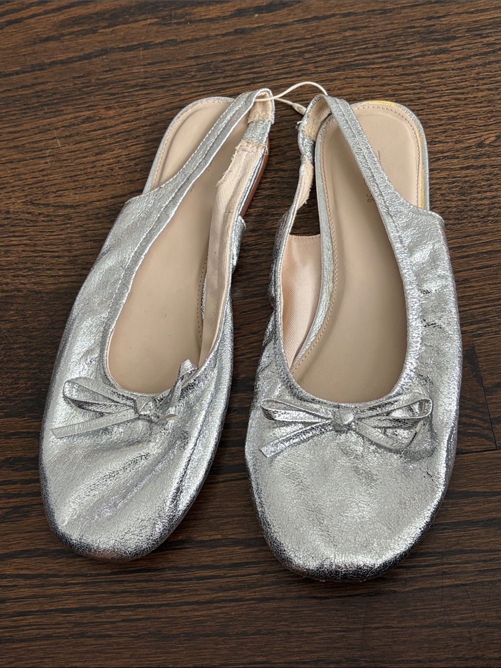 Zara Silver Girls' Slingback Ballet Flats